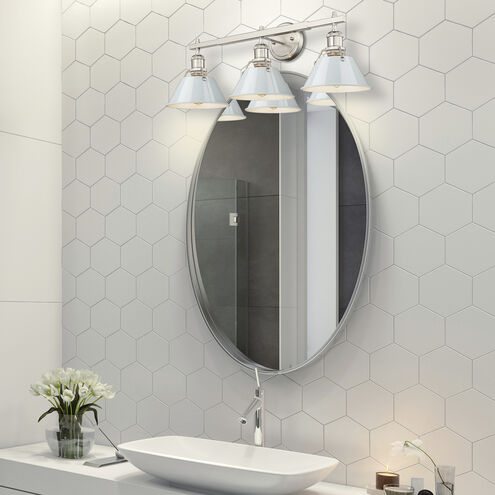 Orwell 3 Light 27.25 inch Pewter Vanity Light Wall Light in Dusky Blue